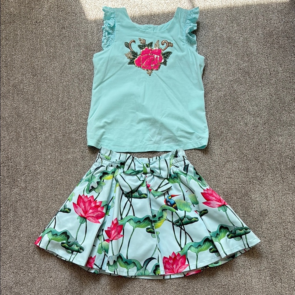 Floral Tank Top and Skirt Set